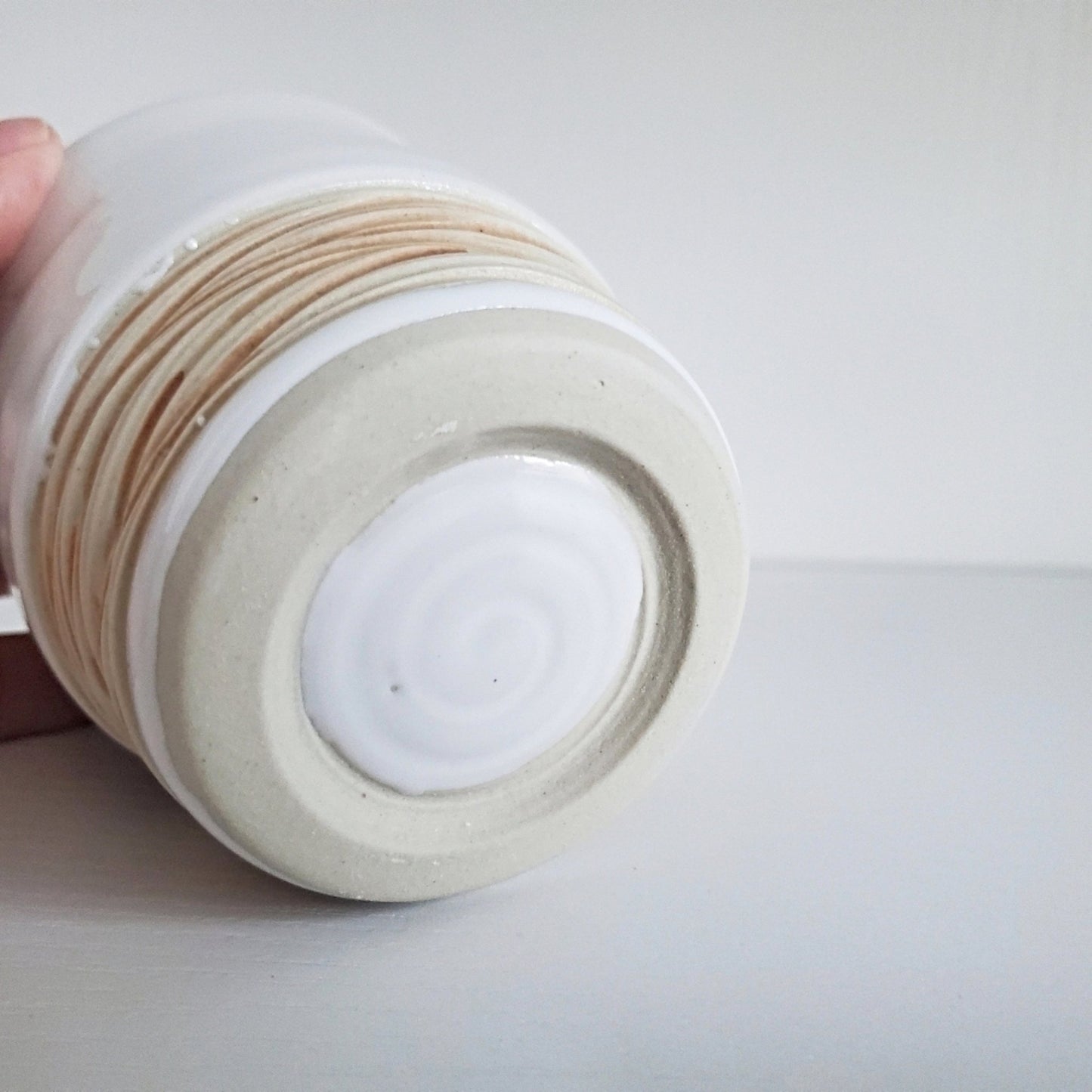 Handmade Stoneware Cup - Abstract Blue Flower - Studio 2nds