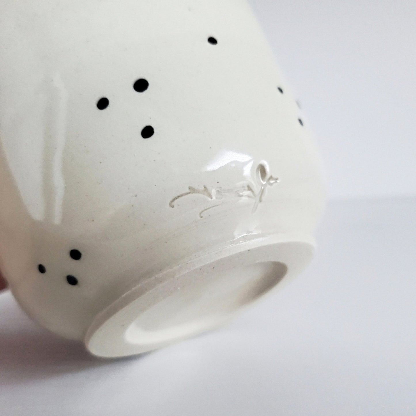 Handmade Stoneware Cup - Bold Red & Orange Daisy