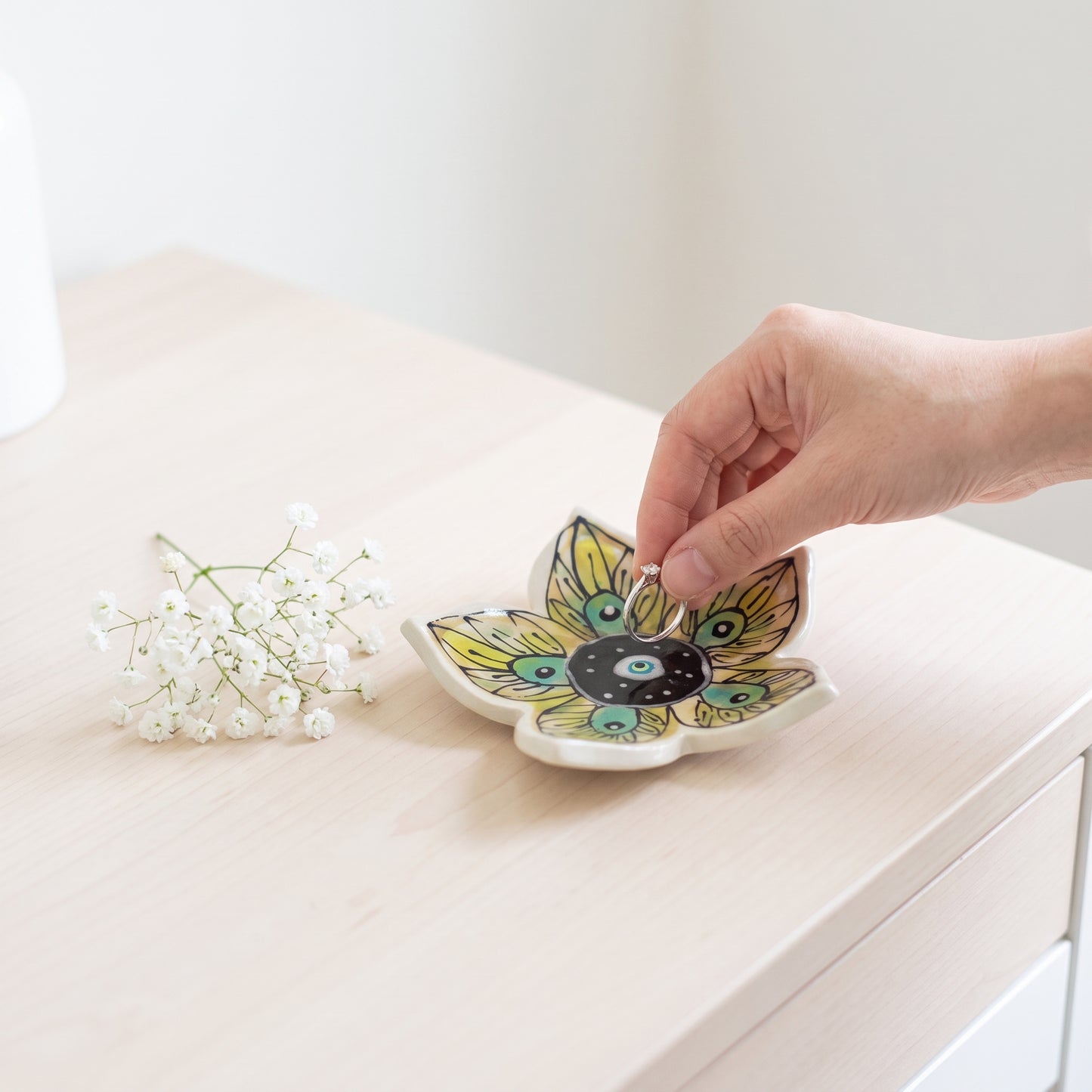 Studio photo of Everyday JOY - Ring Dishes | Olive Green Bloom in lifestyle