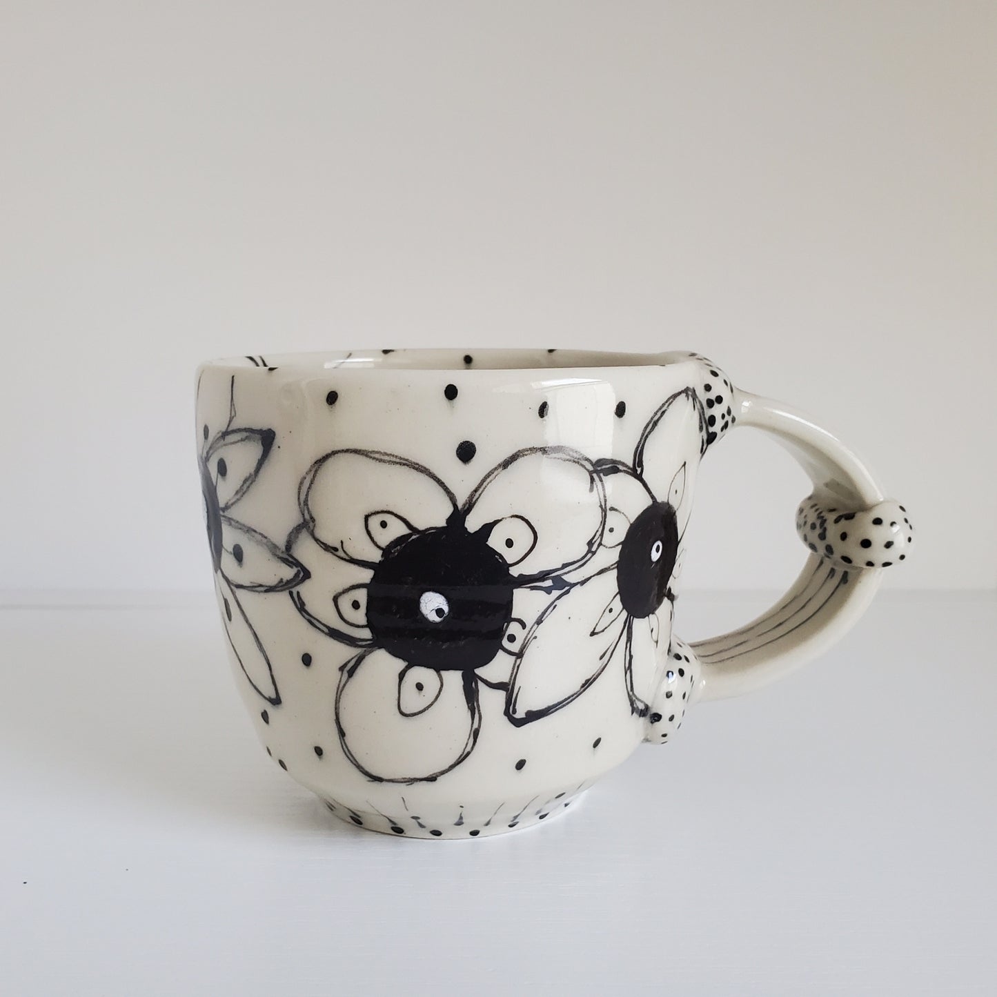 Handmade Black & White Flower Mug - Everyday Light Collection