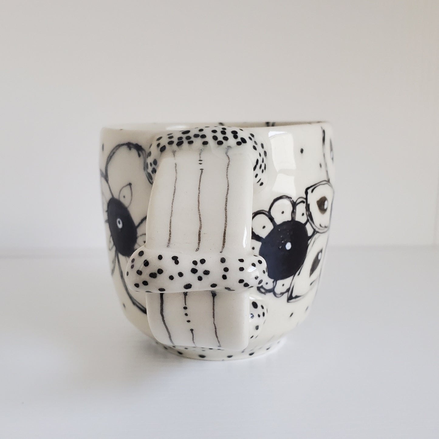Handmade Black & White Flower Mug - Everyday Light Collection