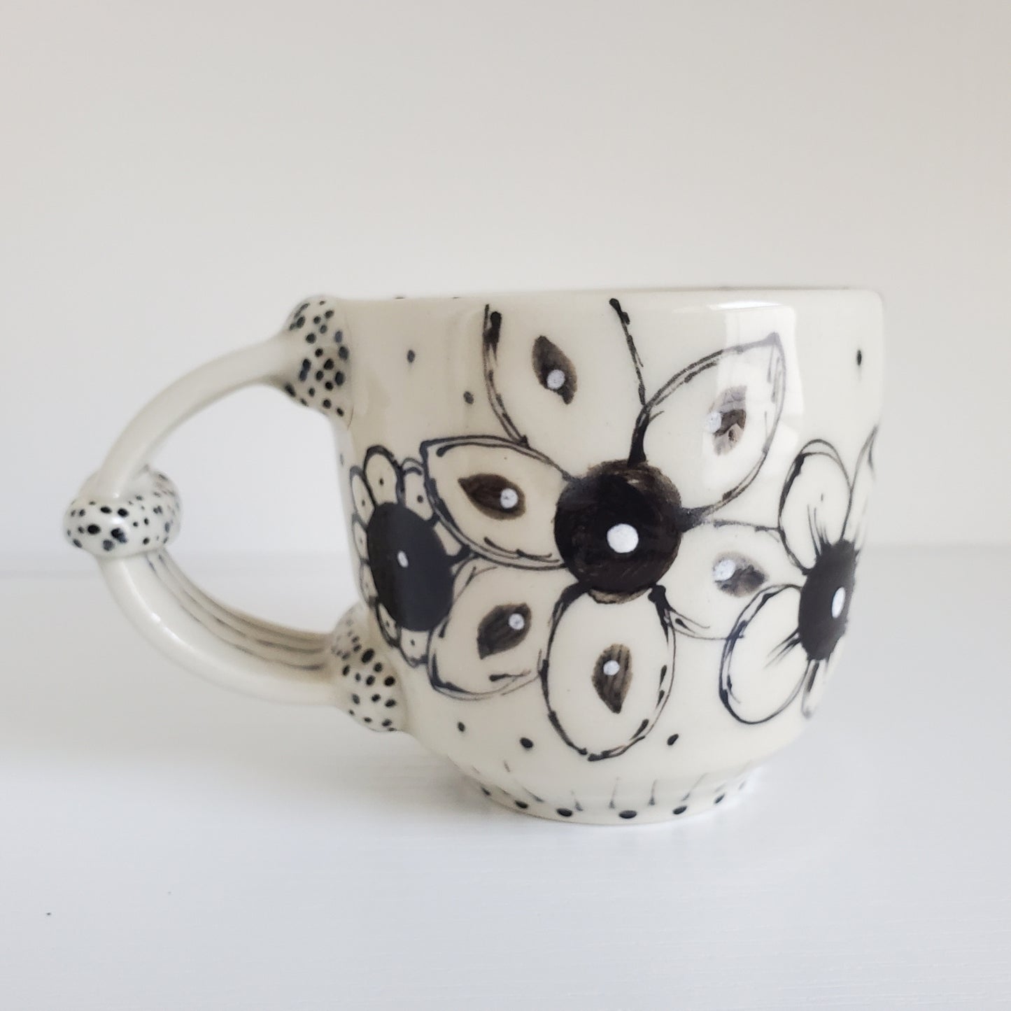 Handmade Black & White Flower Mug - Everyday Light Collection