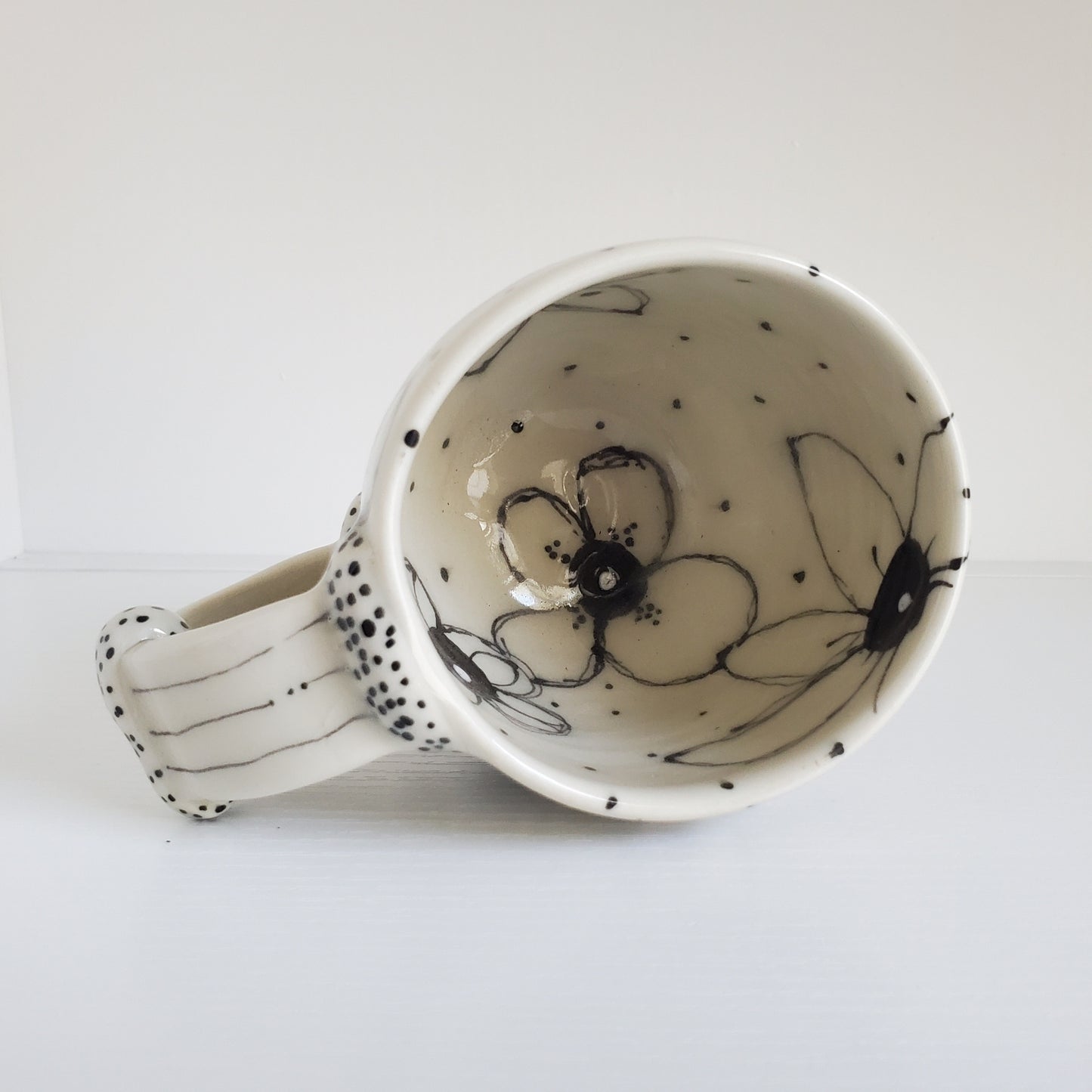 Handmade Black & White Flower Mug - Everyday Light Collection