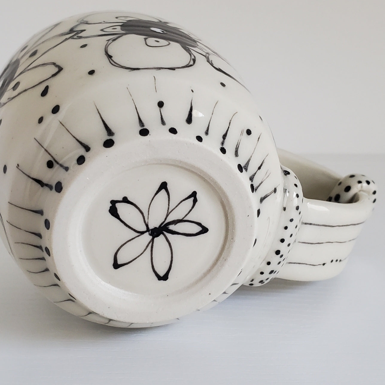 Handmade Black & White Flower Mug - Everyday Light Collection