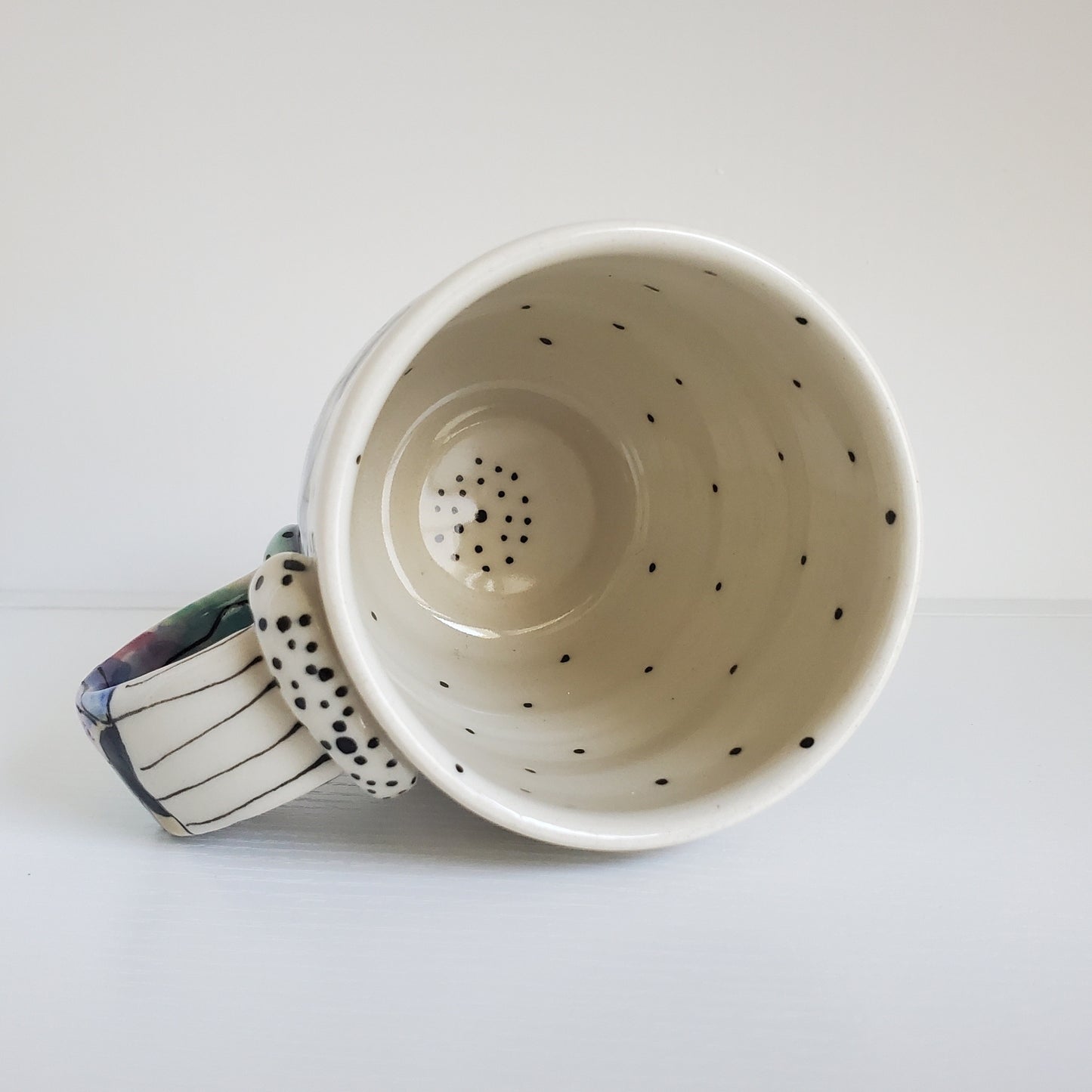 Handmade Ceramic Mug – Colorful Floral Grid – Everyday Light Collection