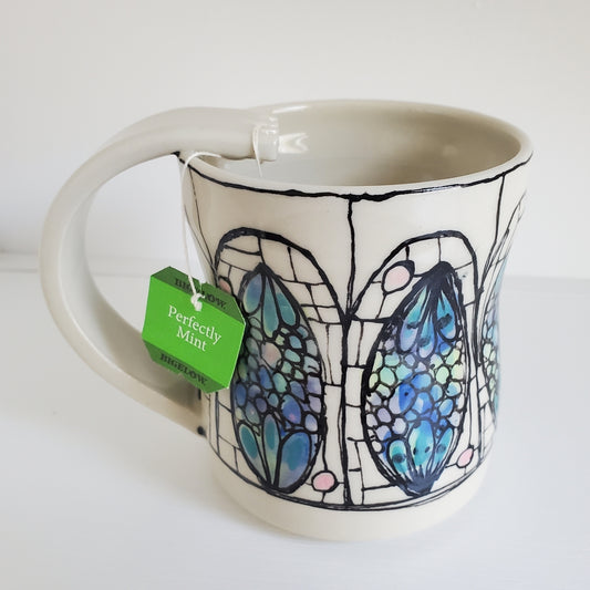 Handmade Ceramic Tea Mug – Stained Glass Window Design – Everyday Light Collection