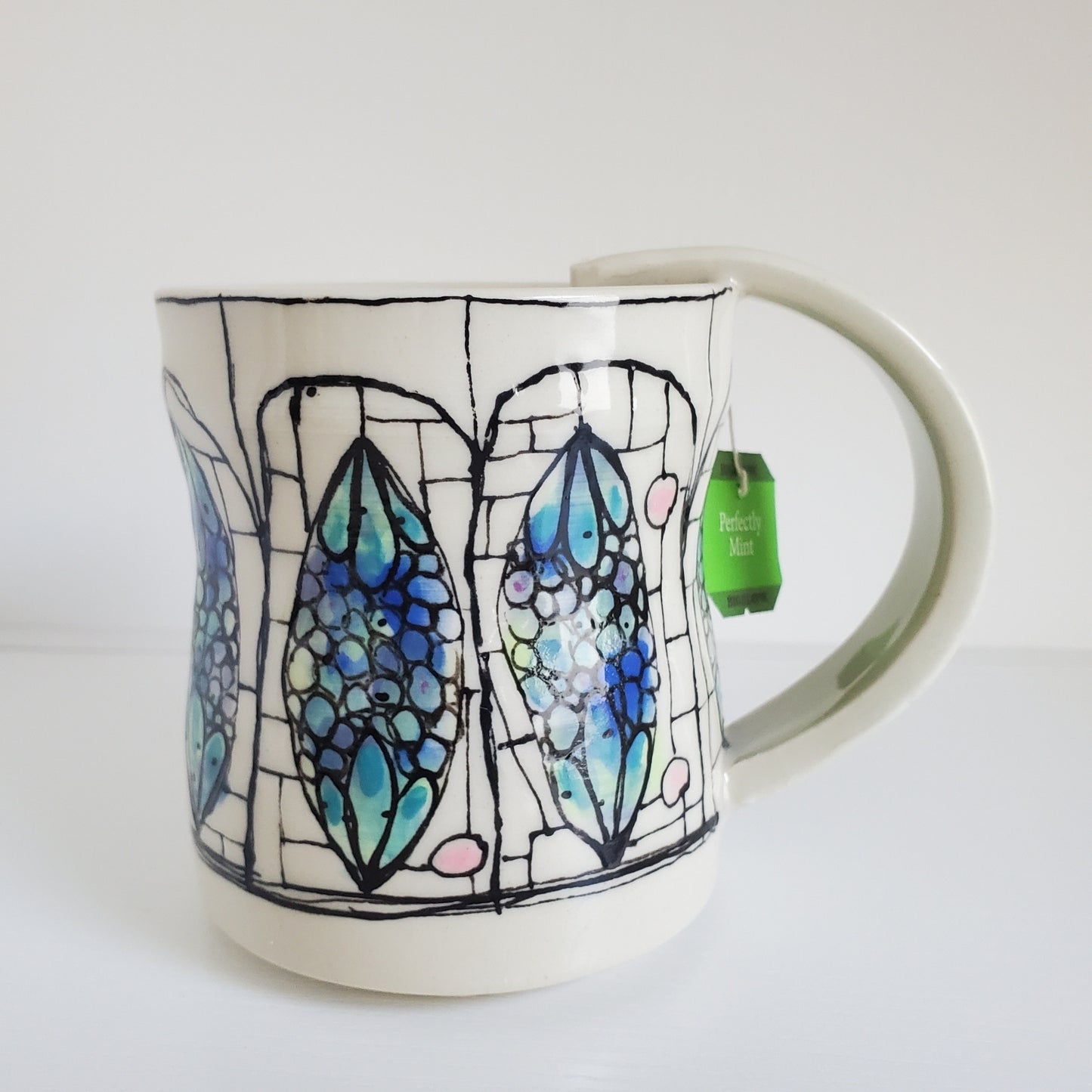 Handmade Ceramic Tea Mug – Stained Glass Window Design – Everyday Light Collection