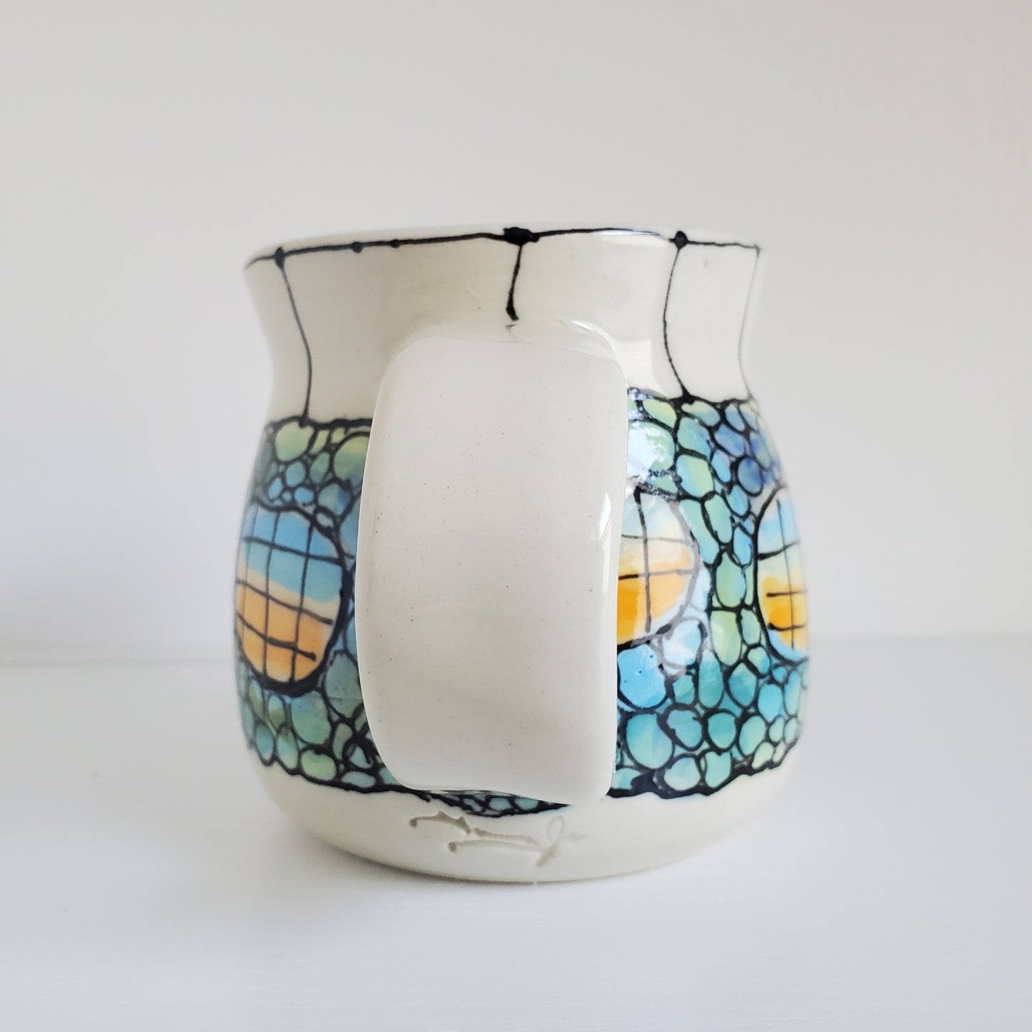 Handmade Ceramic Coffee Mug – Sunrise Bubble Stained Glass – Everyday Light Collection