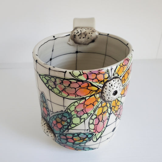 Handmade Ceramic Mug – Neon Daisy with Raised Centers – Everyday Light Collection