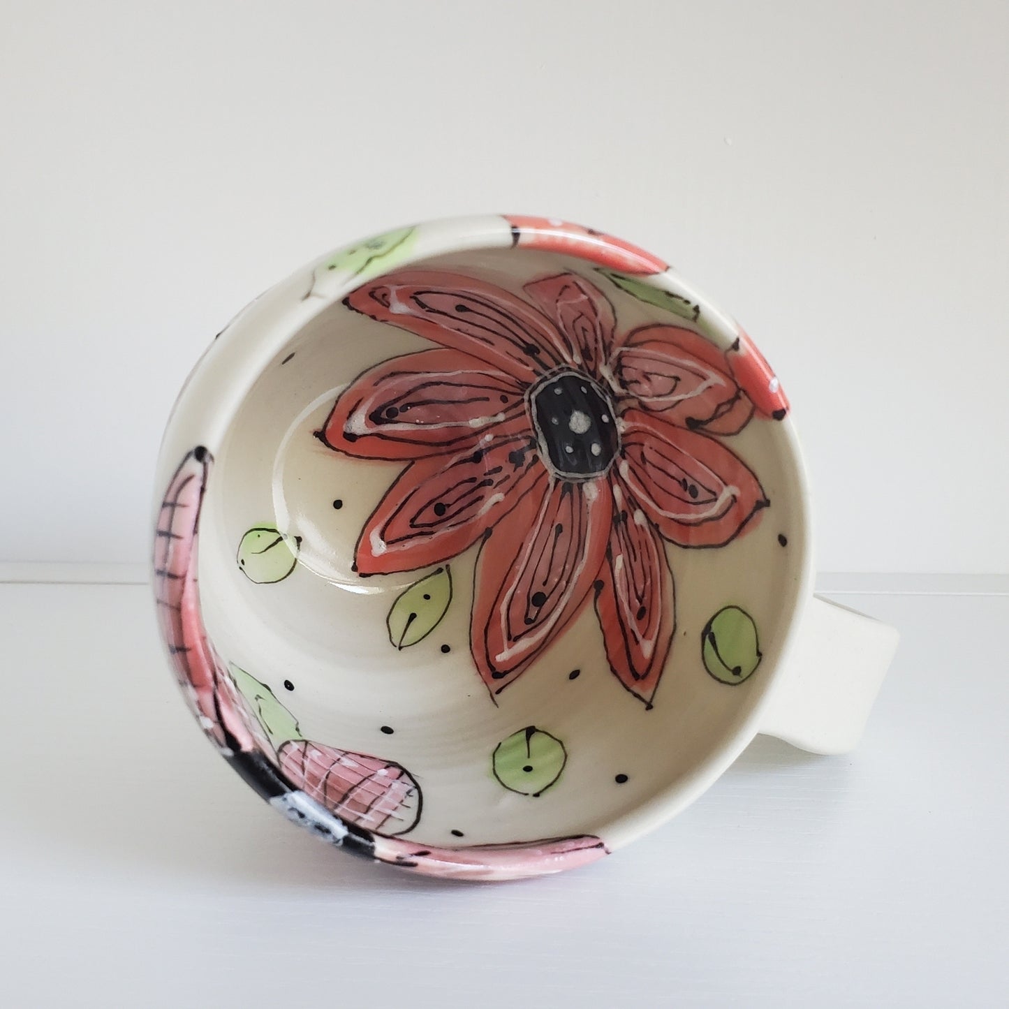 Handmade Ceramic Mug – Large Pink Flowers – Everyday Light Collection