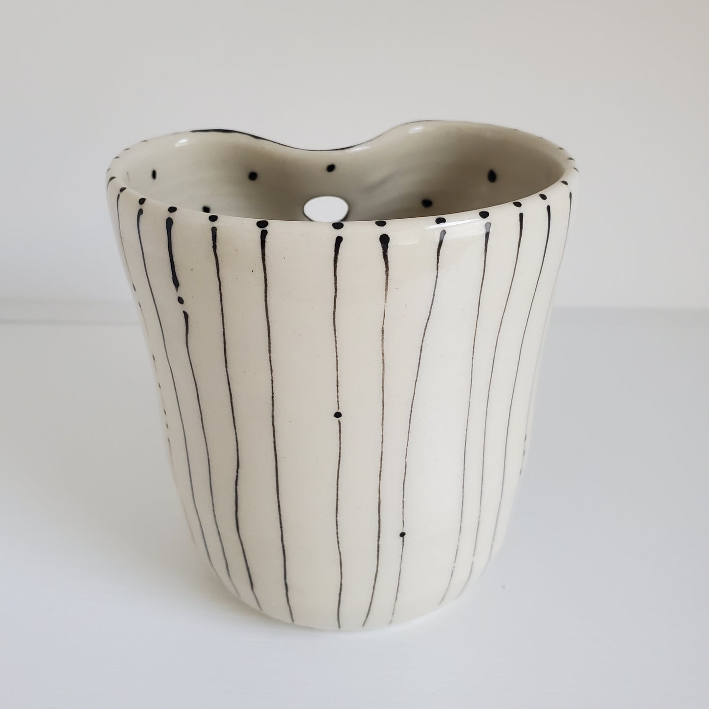 Handmade Ceramic Straw Sip Cup – Green Tree Design w/ Metal Straw