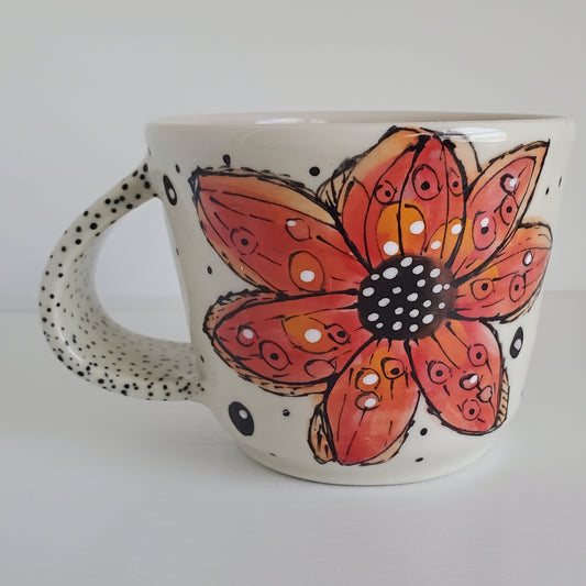 Everyday JOY - Colorful Mug|  Double Bloom in Red Orange
