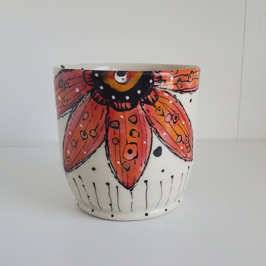 Everyday JOY - Colorful Cup | Bold Bloom in Red & Orange