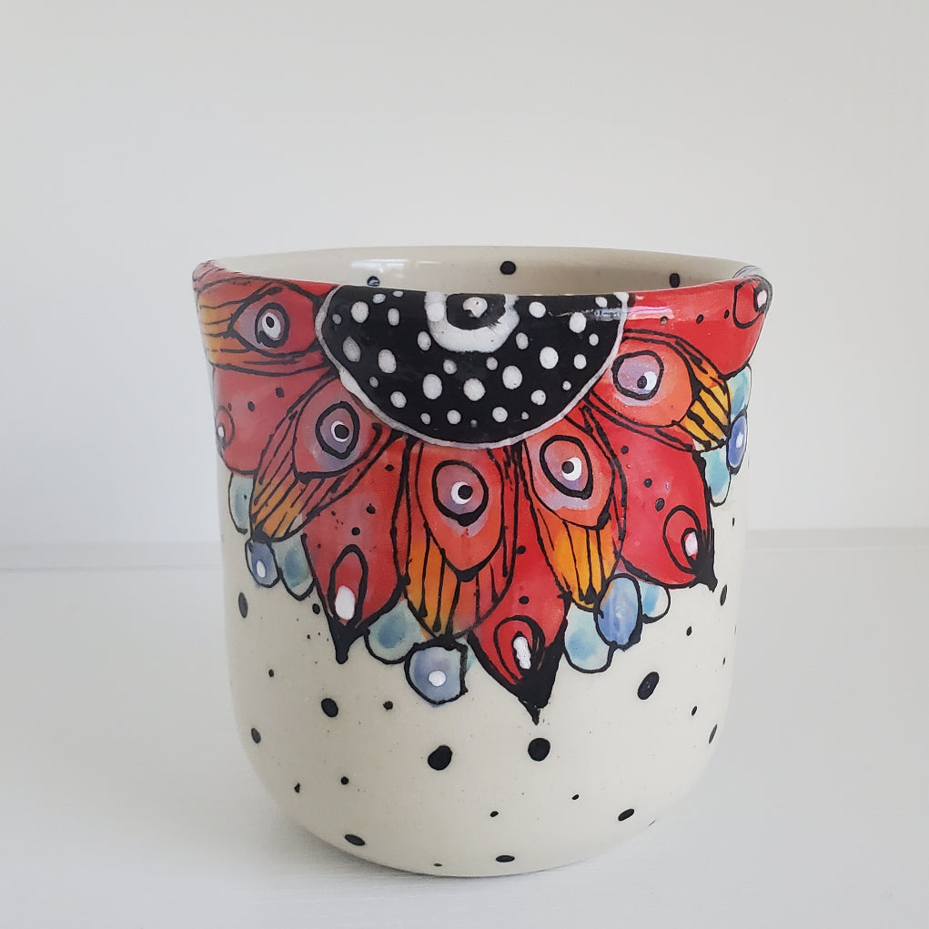 Everyday JOY - Colorful Cup | Sunburst Bloom in Red & Orange