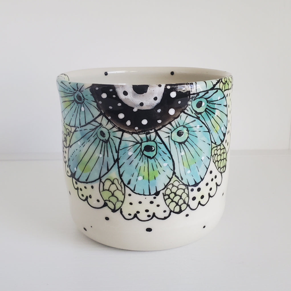 Everyday JOY - Colorful Cup | Blue & Green Flower Inside & Out