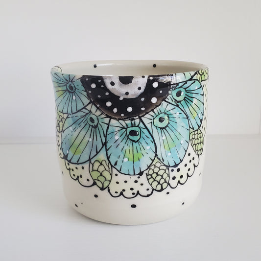 Everyday JOY - Colorful Cup | Blue & Green Flower Inside & Out