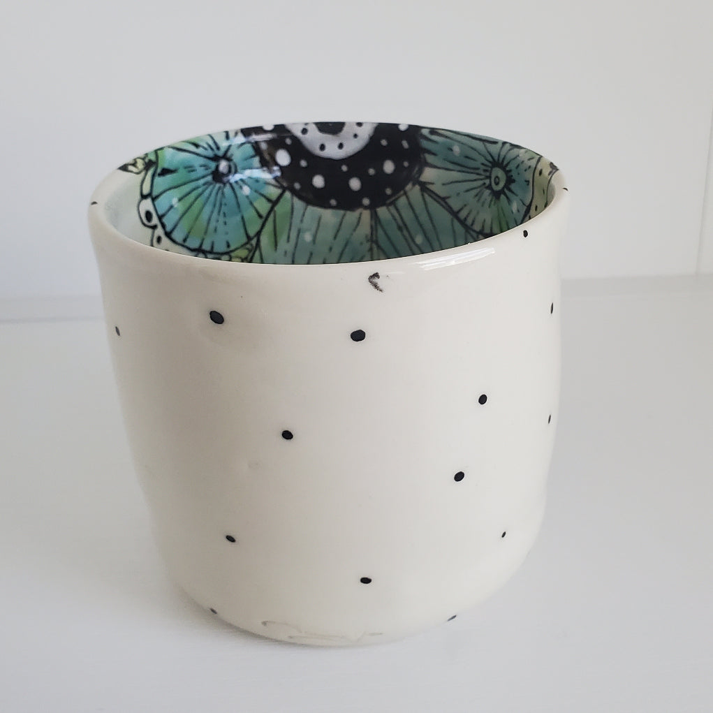 Everyday JOY - Colorful Cup | Blue & Green Flower Inside & Out