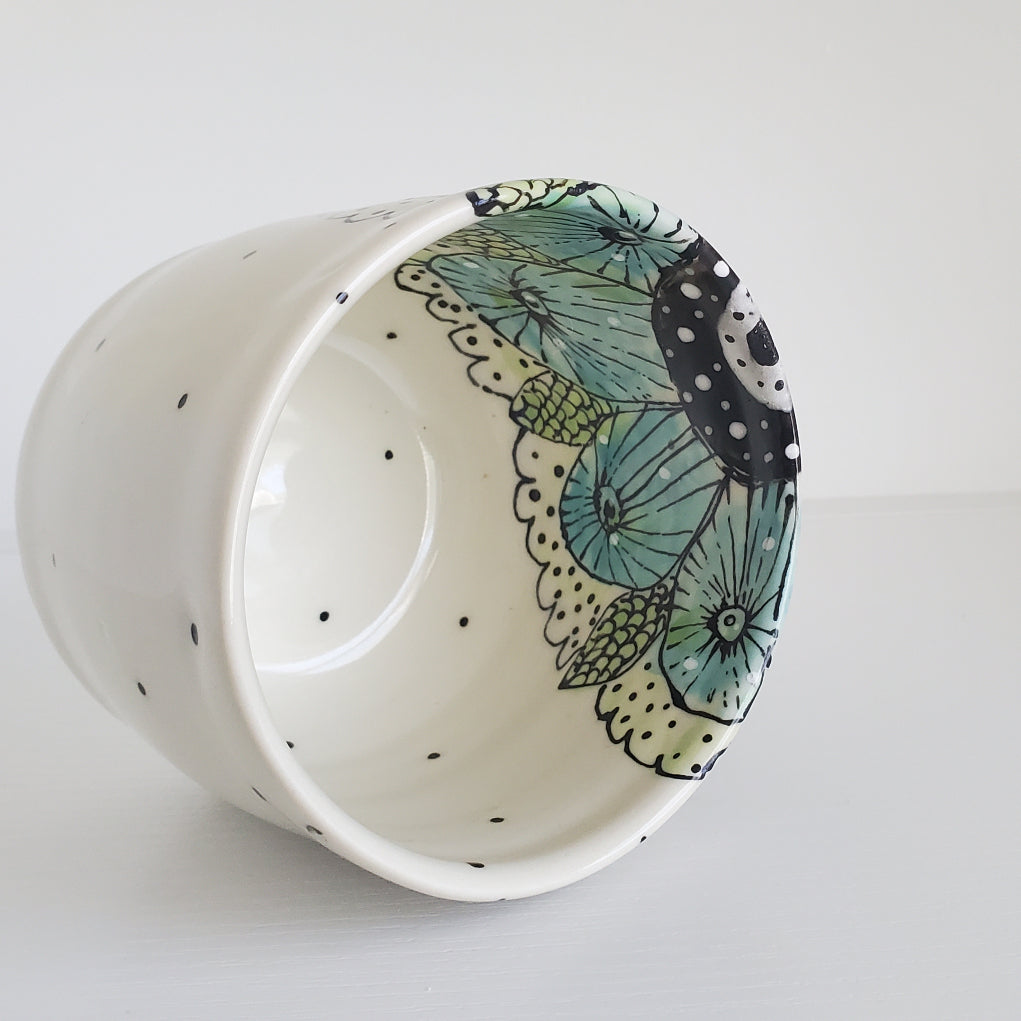 Everyday JOY - Colorful Cup | Blue & Green Flower Inside & Out