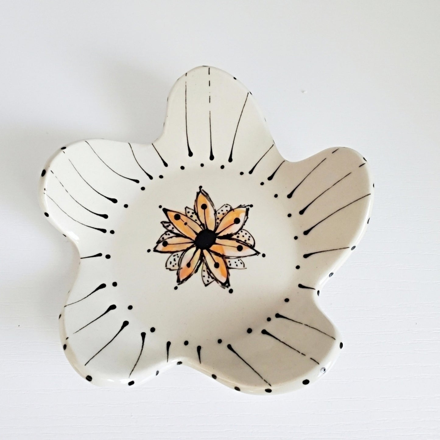 Handmade Cup & Saucer Set - Mosaic Flower in Orange & Peach