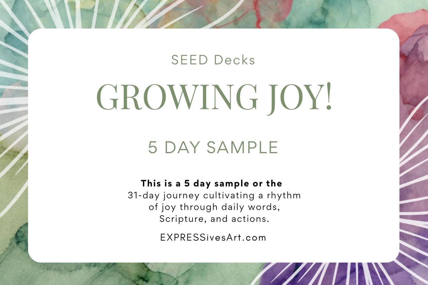 5-Day FREE Sample GROWING JOY! SEED Deck (Digital Download)