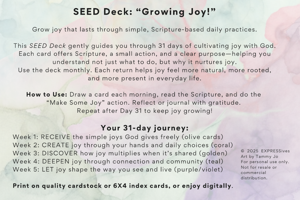 GROWING JOY! 31-day SEED DECK (Digital Download)