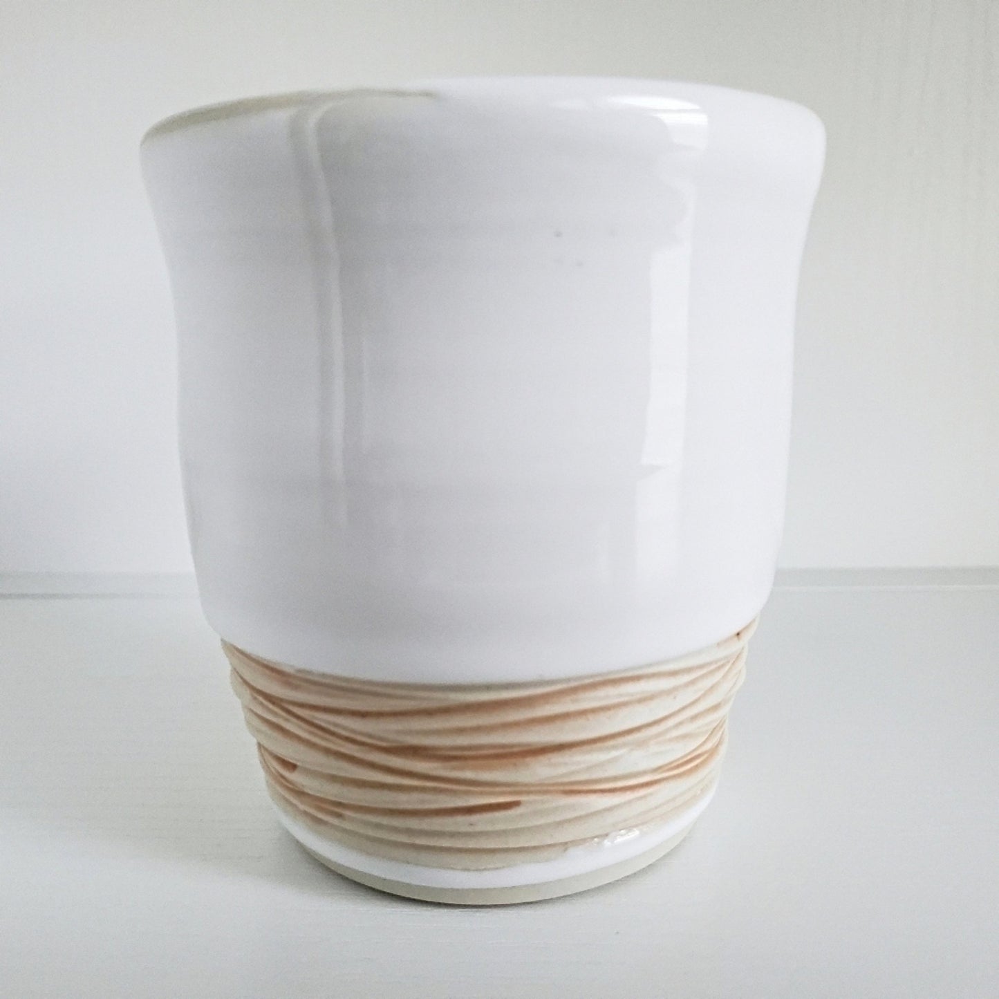 Handmade Stoneware Cup - Abstract Blue Flower - Studio 2nds