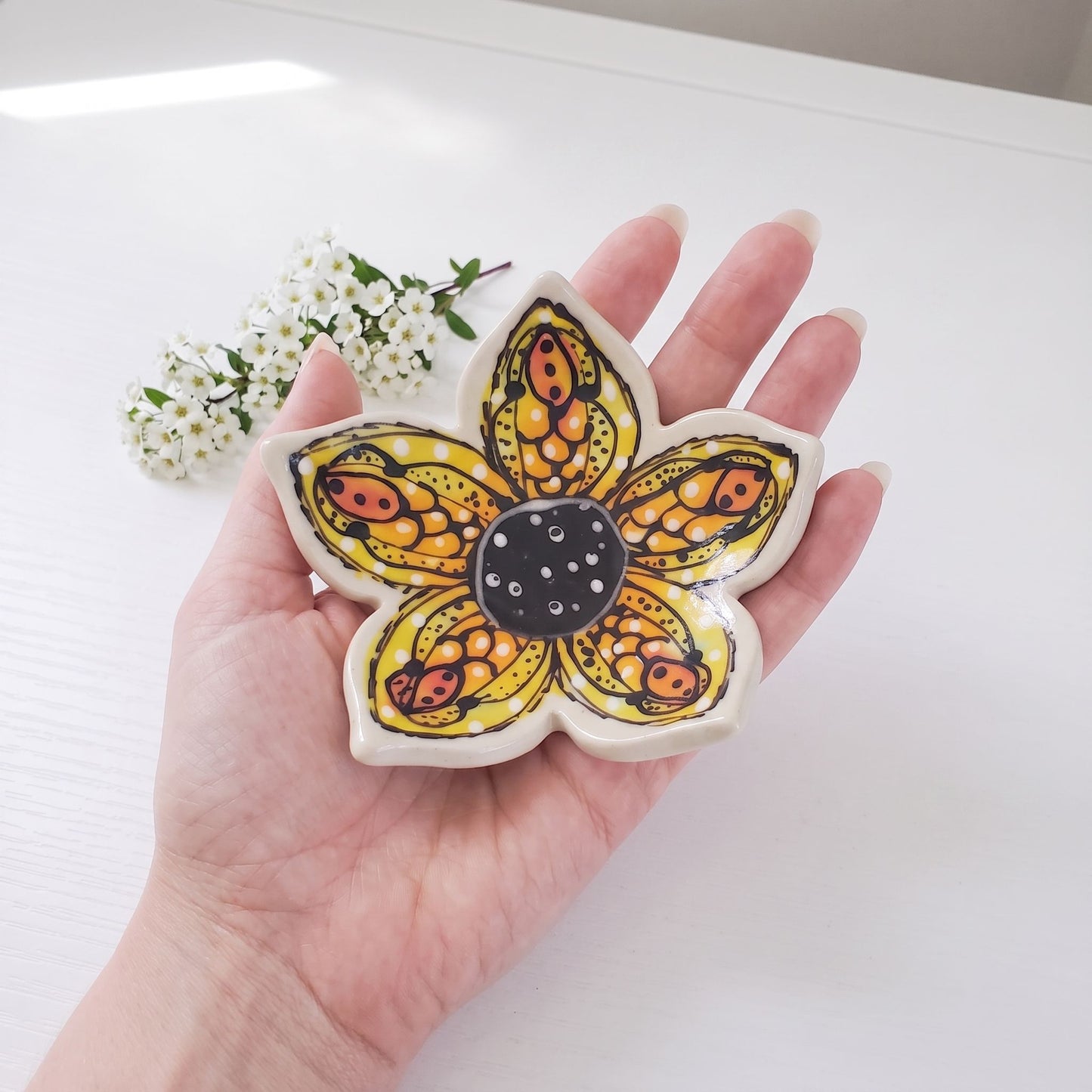 Studio photo of Everyday JOY - Ring Dishes | Sunny Bloom in Edit: make this appear 4" closer to actual siz…