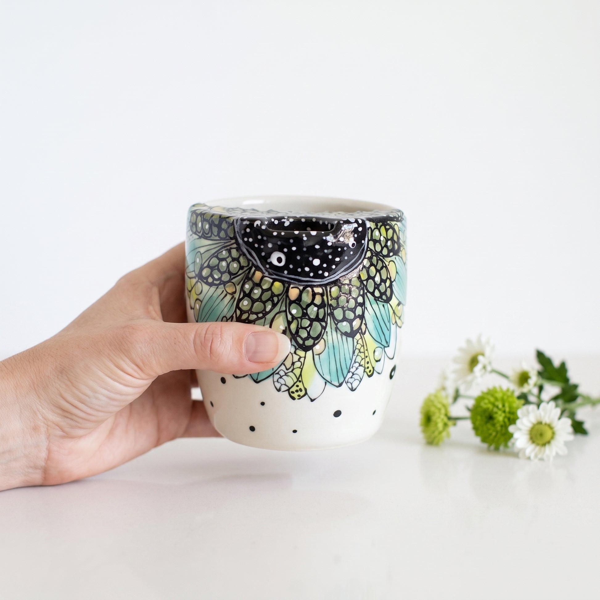 Studio photo of Everyday JOY - Sippy | Travel Cup Forest Flower Green in lifestyle