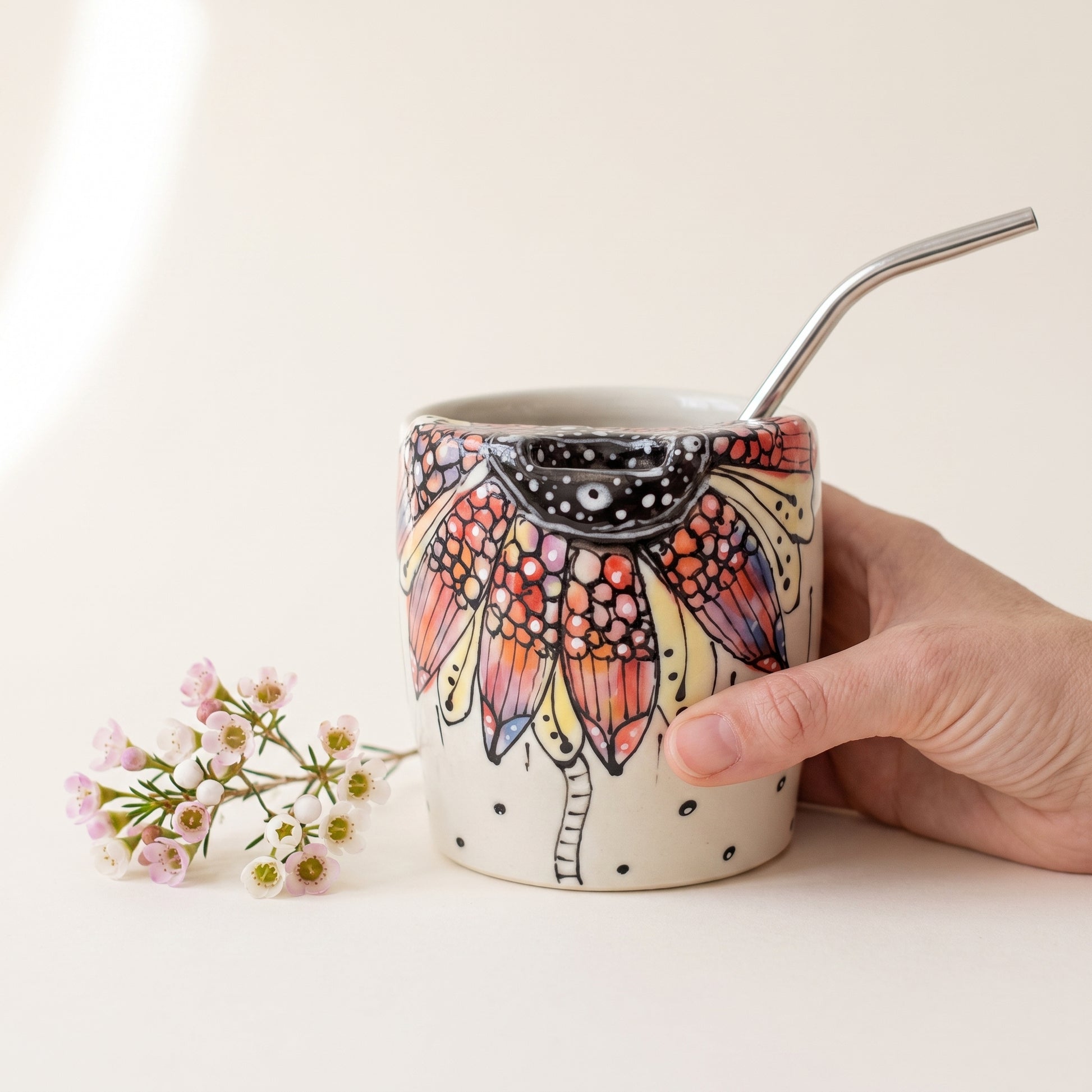 Studio photo of Everyday JOY - Sippy | Travel Cup | Pink Flower Bloom in lifestyle